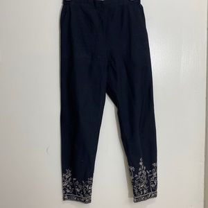 Khaadi pret embroidered straight pants black size 10